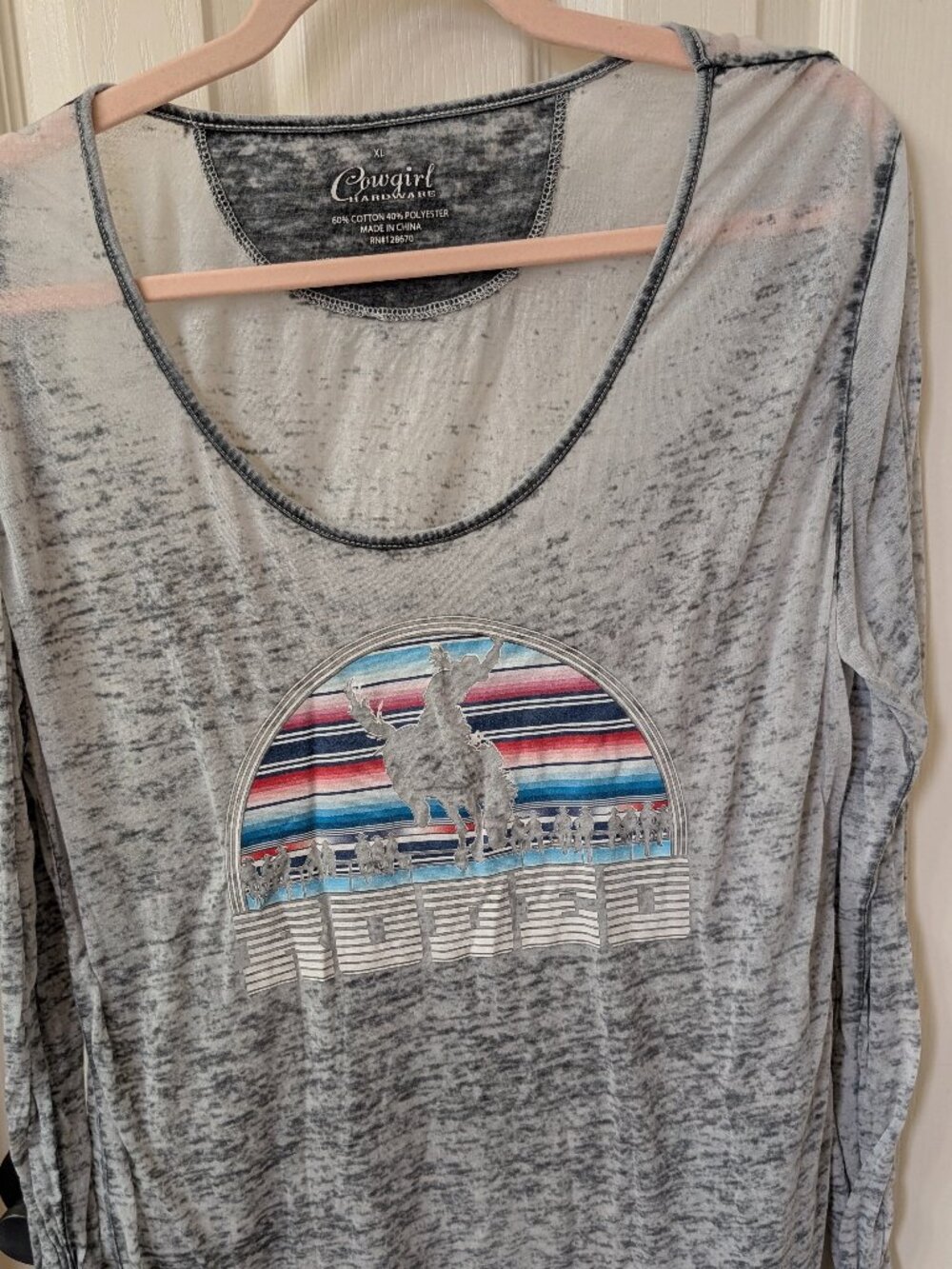 Cowgirl Hardware Rodeo Thin Long sleeve See through Shirt Size XL